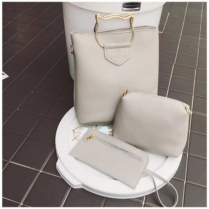 KW80073 Stylish 3 In 1 Handbag Light Grey