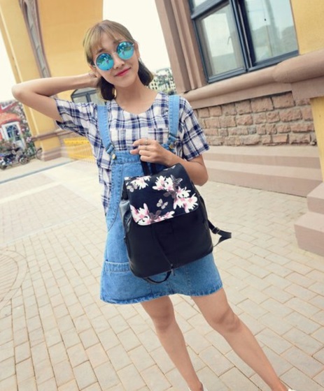 KW80114 Casual Backpack Black Flower