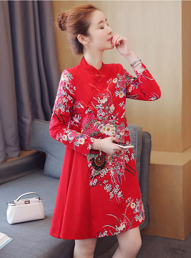 GW1908 Trendy Maternity Dress Red