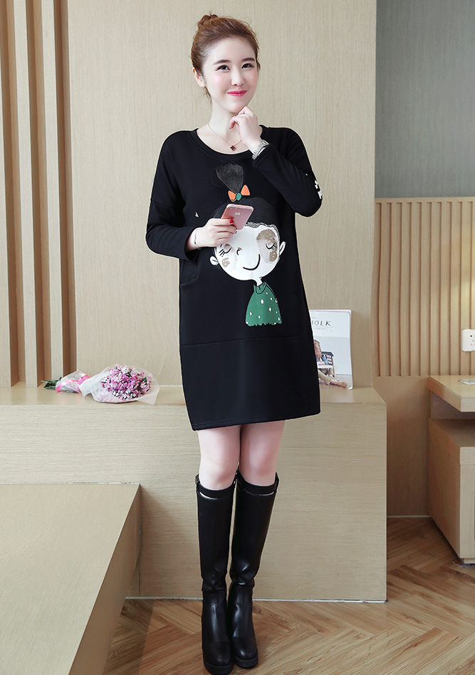 GW1913 Cute Maternity Dress Black