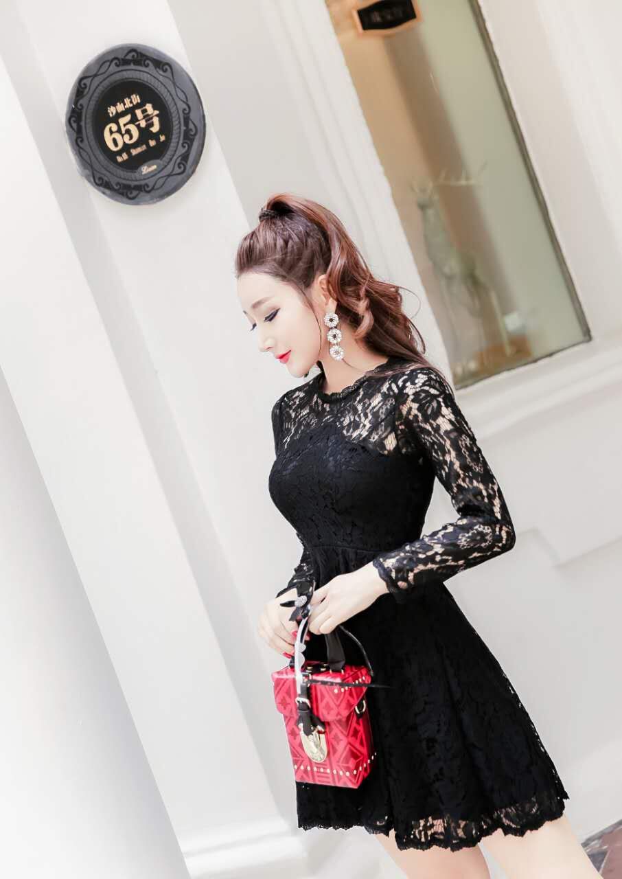 GW1968 Lovely Lace Dress Black