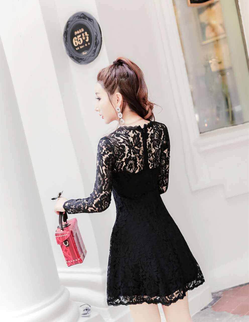 GW1968 Lovely Lace Dress Black