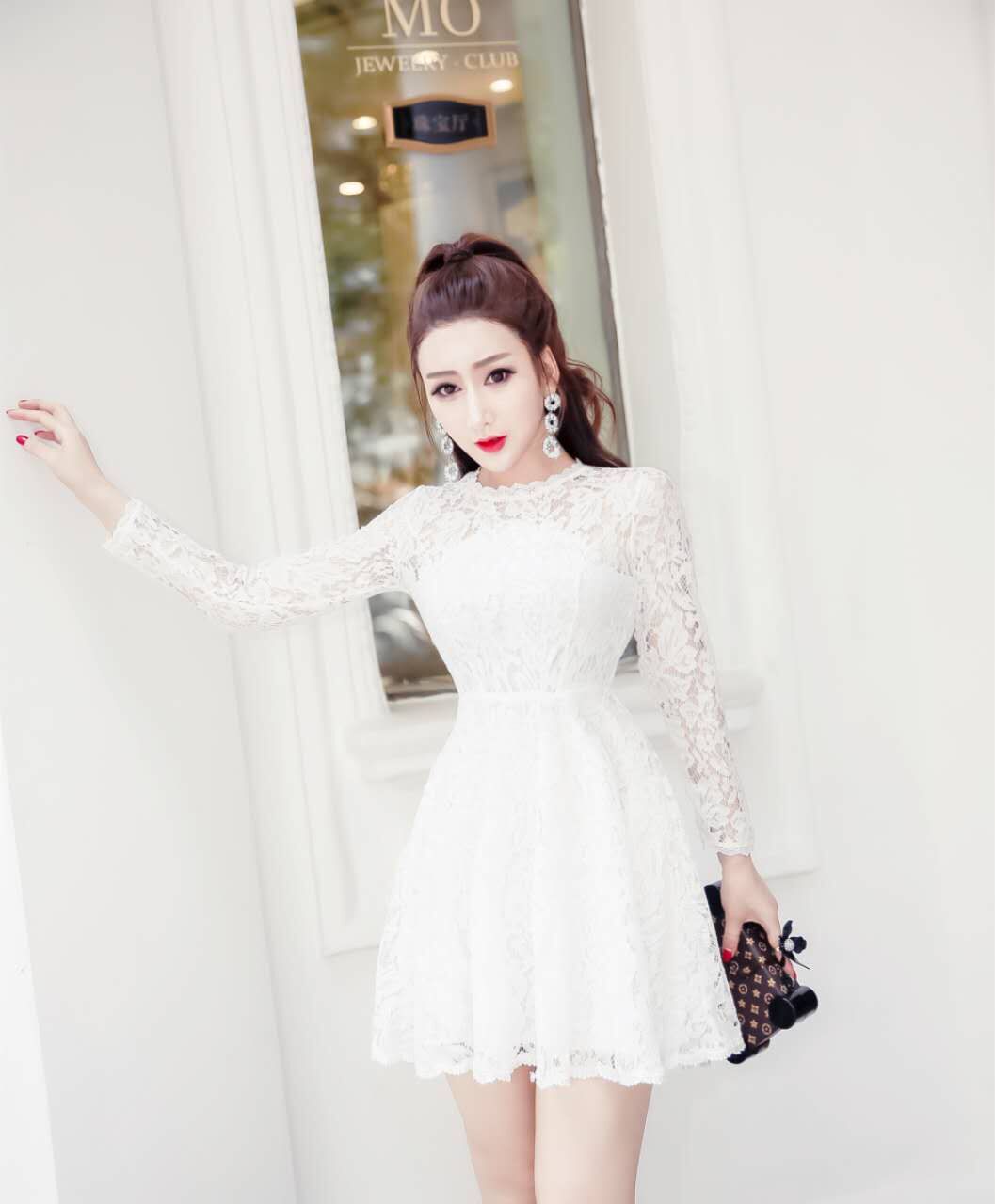 GW1968 Lovely Lace Dress White