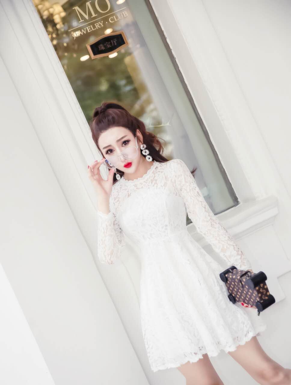 GW1968 Lovely Lace Dress White