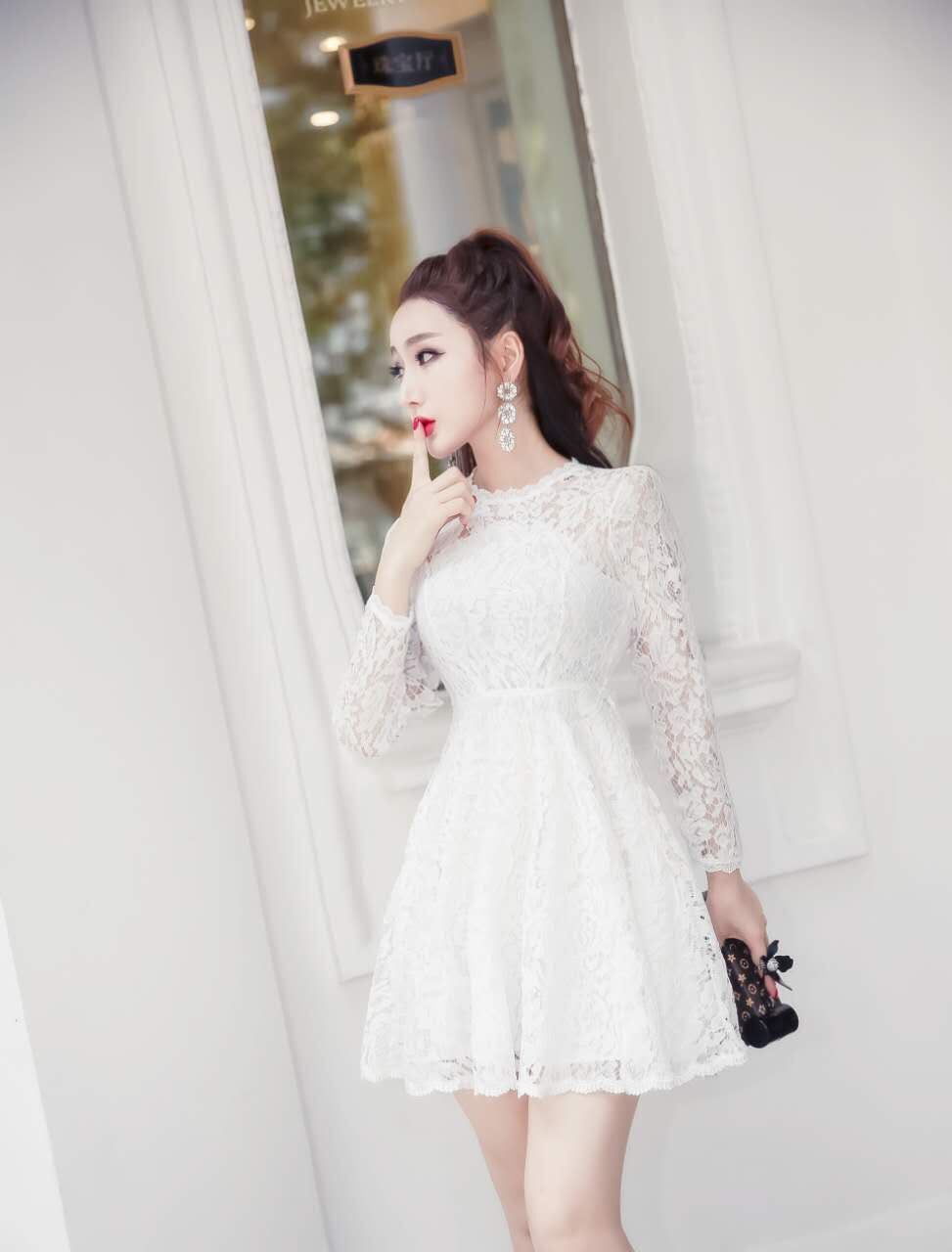 GW1968 Lovely Lace Dress White