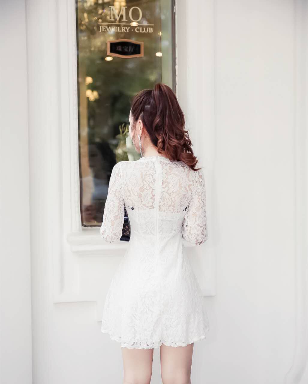 GW1968 Lovely Lace Dress White