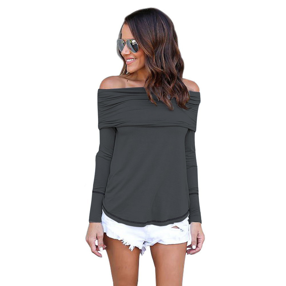 GW2006 Sexy Off Shoulder Top Grey