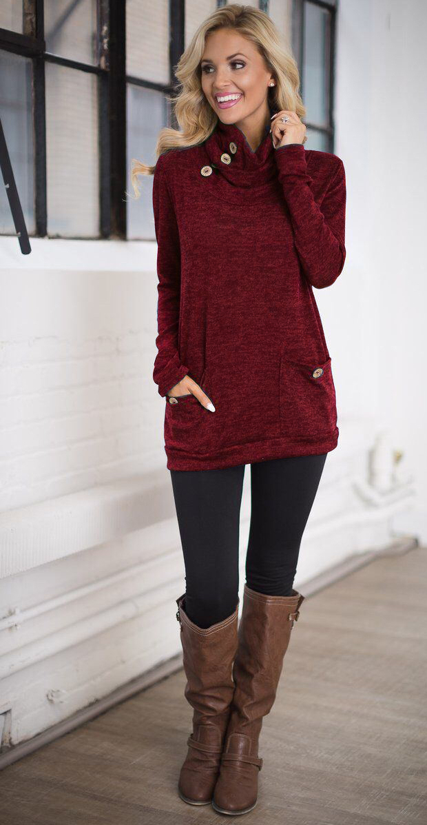 GW2007 Charming Long Top Maroon