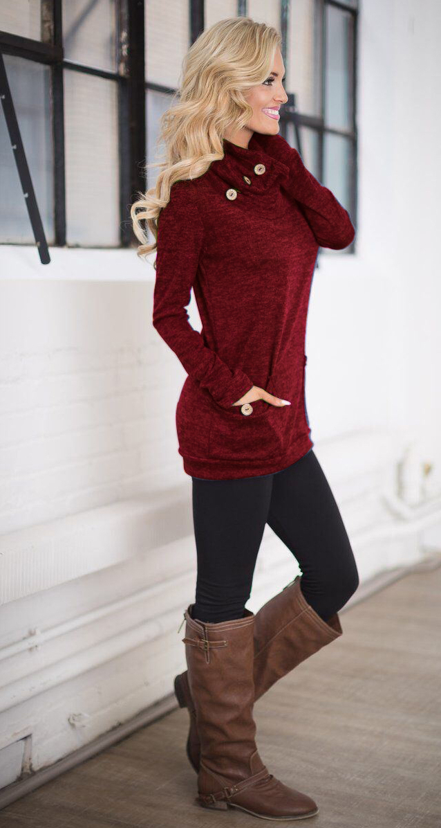 GW2007 Charming Long Top Maroon