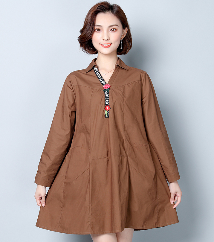 GW2032 Casual Long Top Brown