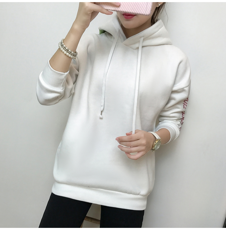 GW2042 Lovely Embroidery Hooded Top White