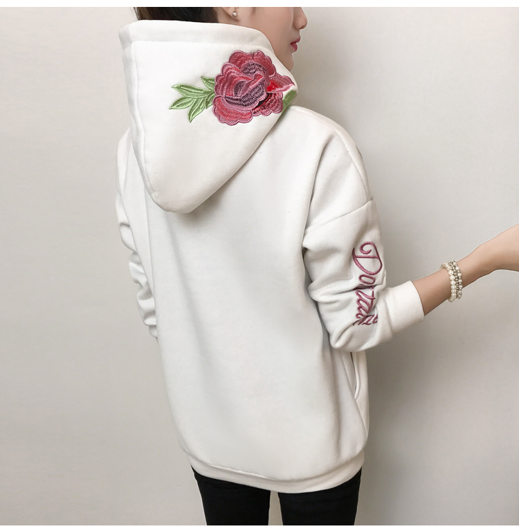 GW2042 Lovely Embroidery Hooded Top White