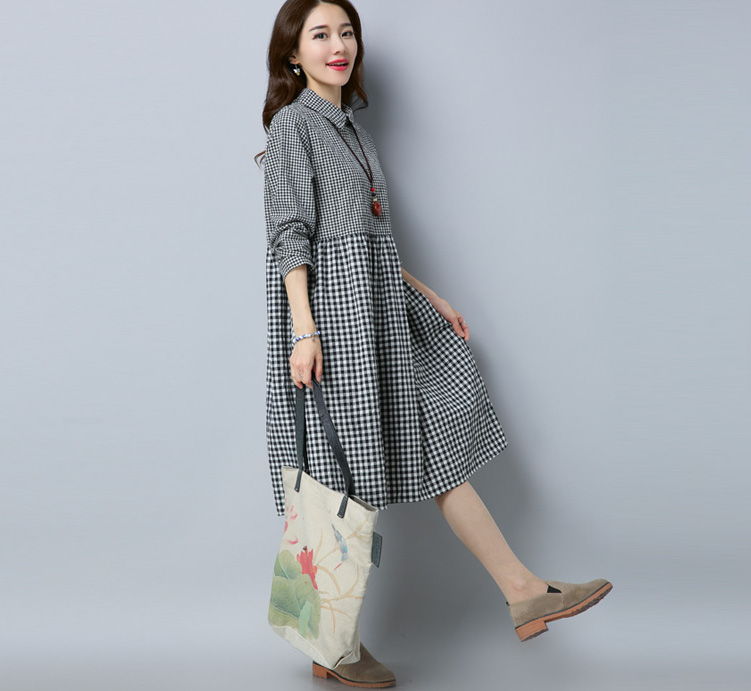 GW2089 Sweet Checker Dress Black