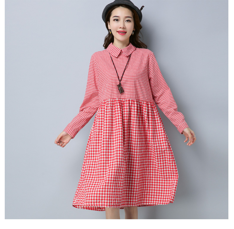 GW2089 Sweet Checker Dress Red