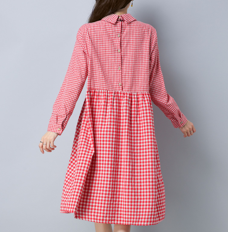 GW2089 Sweet Checker Dress Red