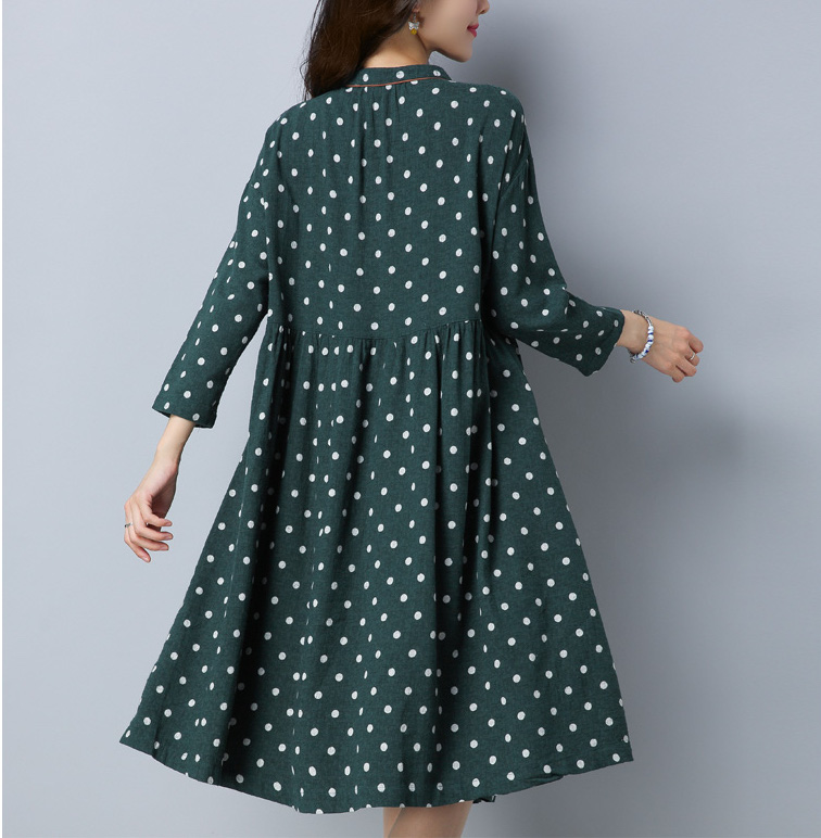 GW2095 Lovely Polka Dot Dress Green