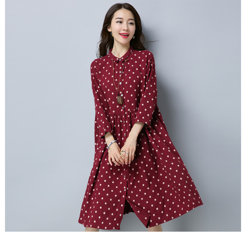 GW2095 Lovely Polka Dot Dress Maroon