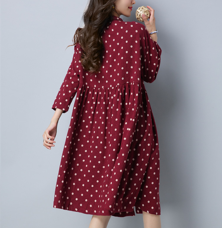 GW2095 Lovely Polka Dot Dress Maroon