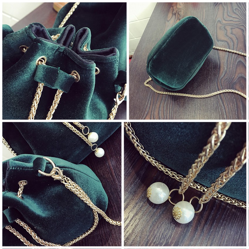 KW80175 Bucket Chain Sling Bag Green