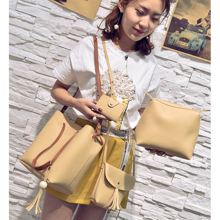 RD90017 Trendy 4 In 1 Bucket Bag Yellow