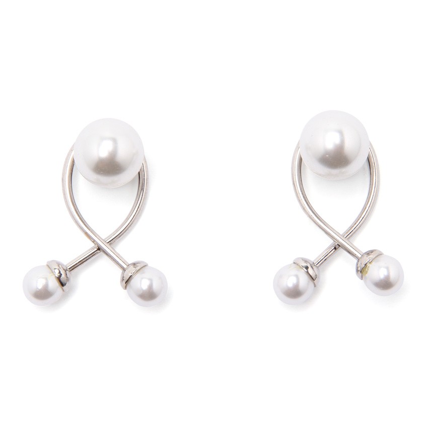 RD90021 Women Pearl Earring Silver