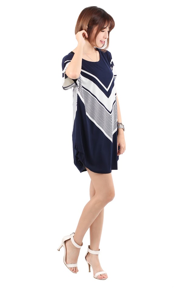 QA-218 Ladies Trendy Top Navy Blue