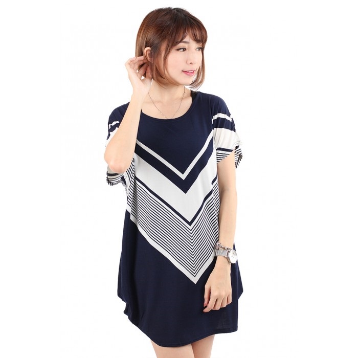 QA-218 Ladies Trendy Top Navy Blue