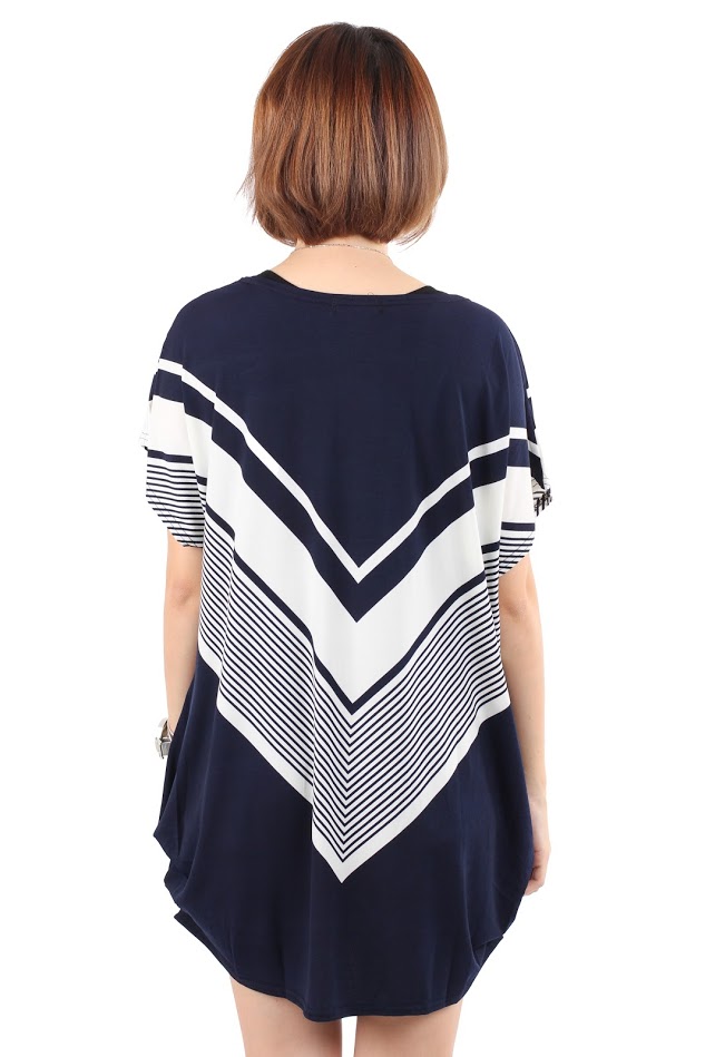 QA-218 Ladies Trendy Top Navy Blue