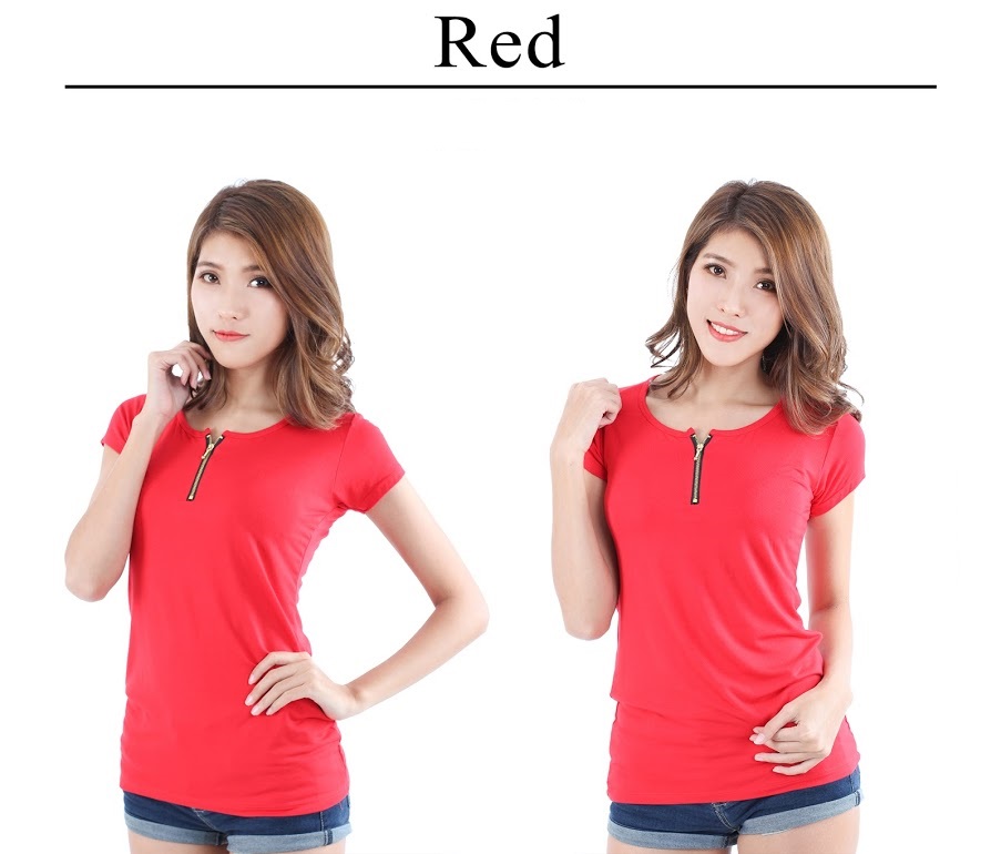 QA-224 Ladies Zipper Top Red