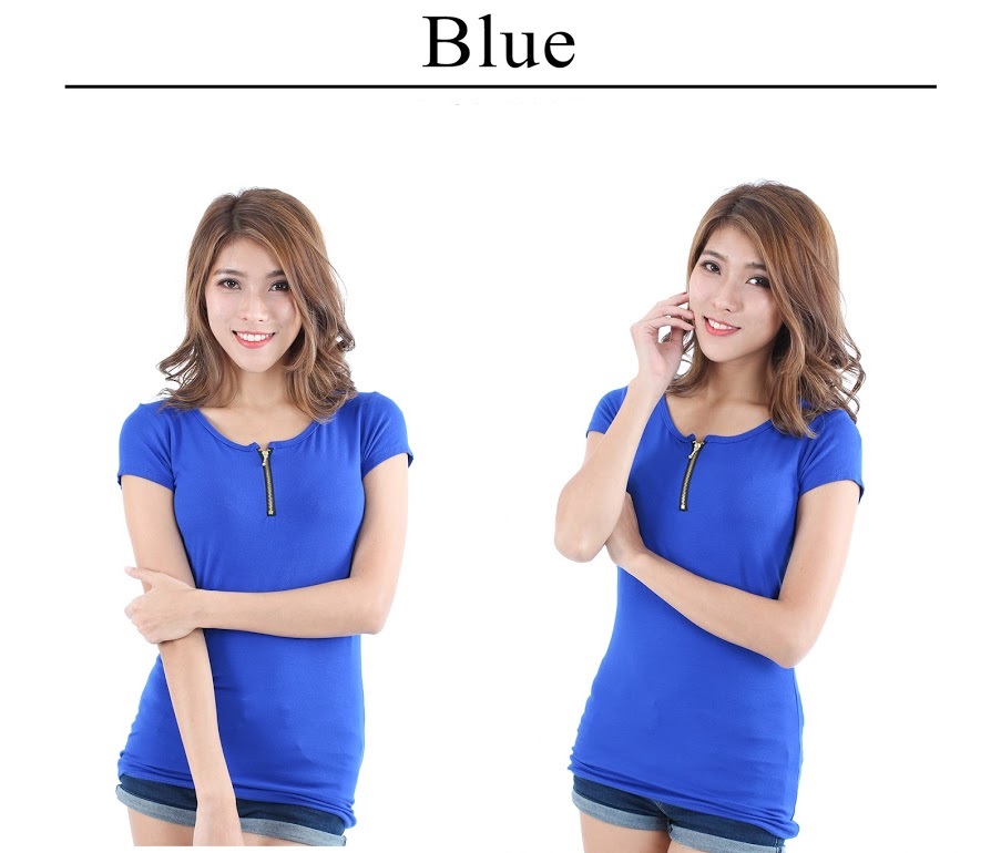 QA-224 Ladies Zipper Top Blue