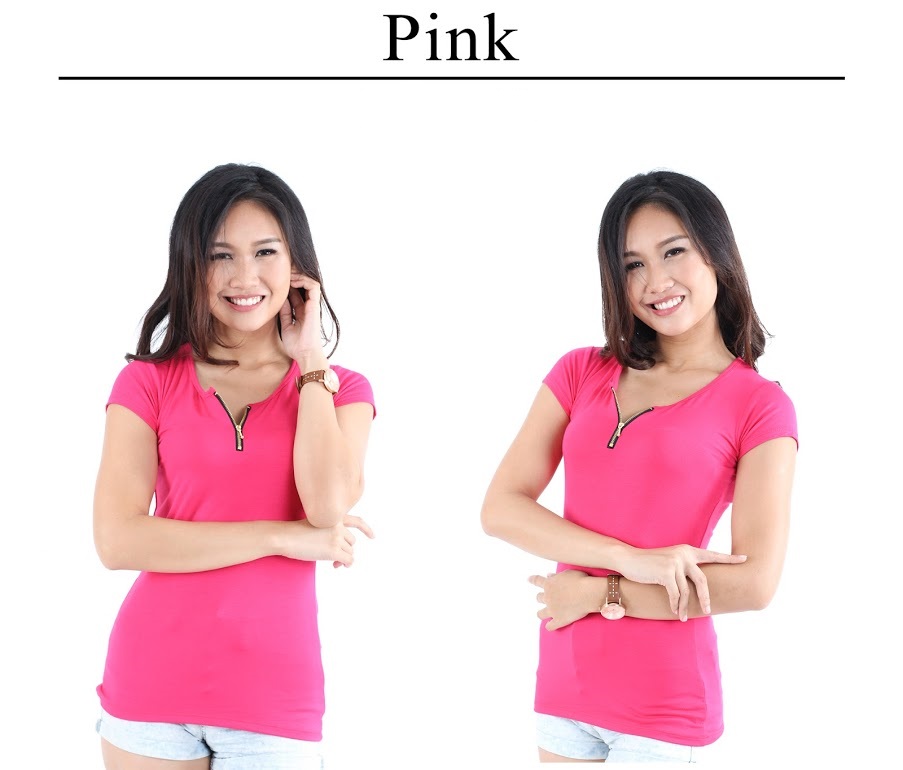 QA-224 Ladies Zipper Top Pink