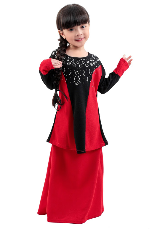 QA-274 Modern Kids Baju Kurung Red