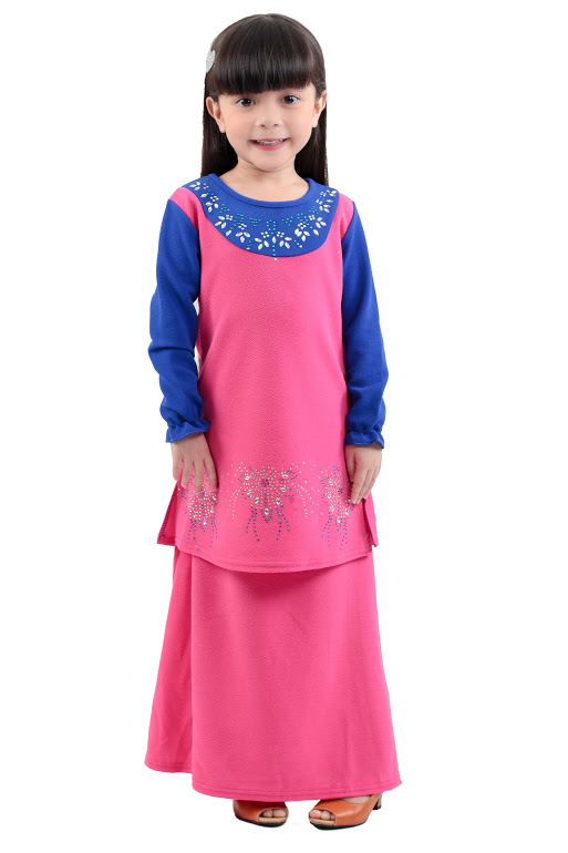 QA-276 Kids Modern Baju Kurung Pink