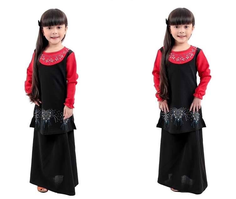 QA-276 Kids Modern Baju Kurung Black