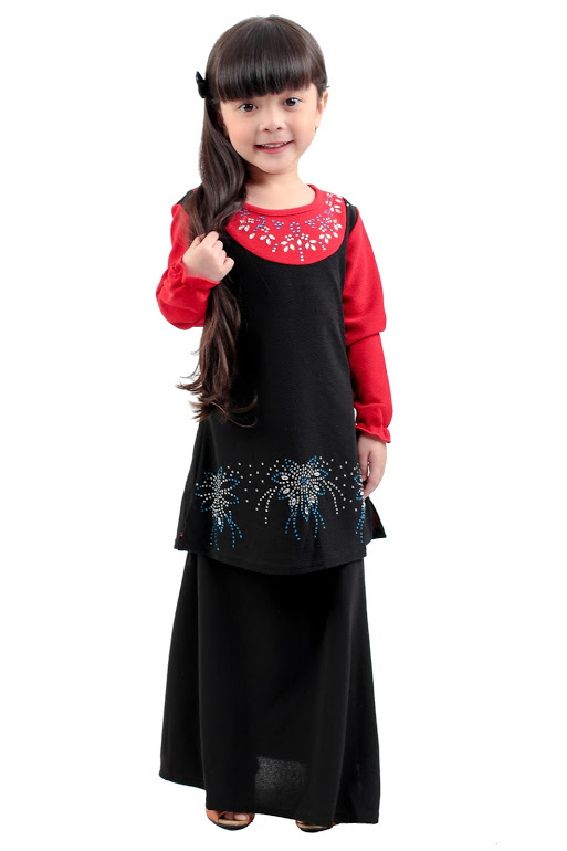 QA-276 Kids Modern Baju Kurung Black