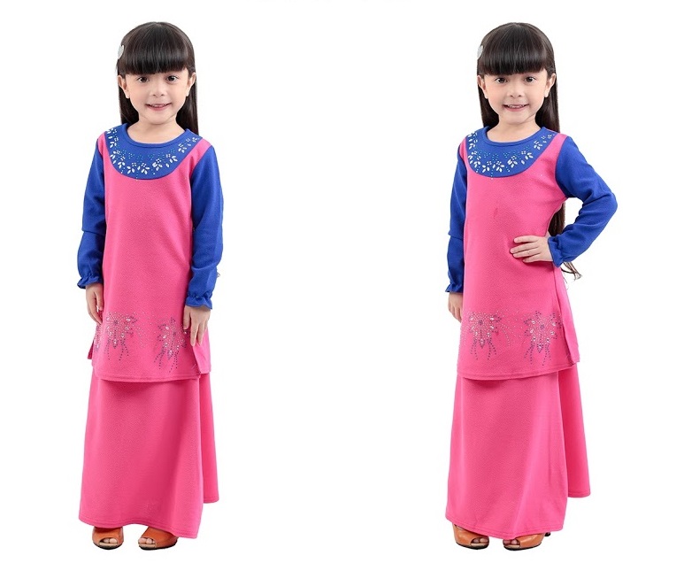 QA-276 Kids Modern Baju Kurung Pink