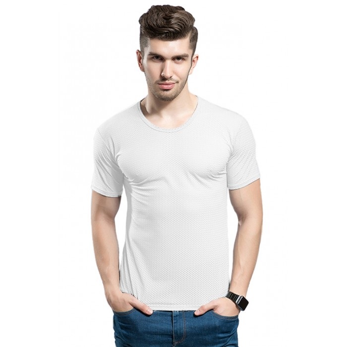 QA-288 Men Fashion Ice Silk T Shirt White