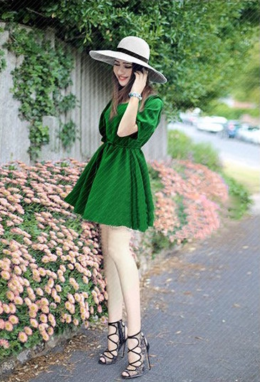 WD21006 Elegant Dress Green