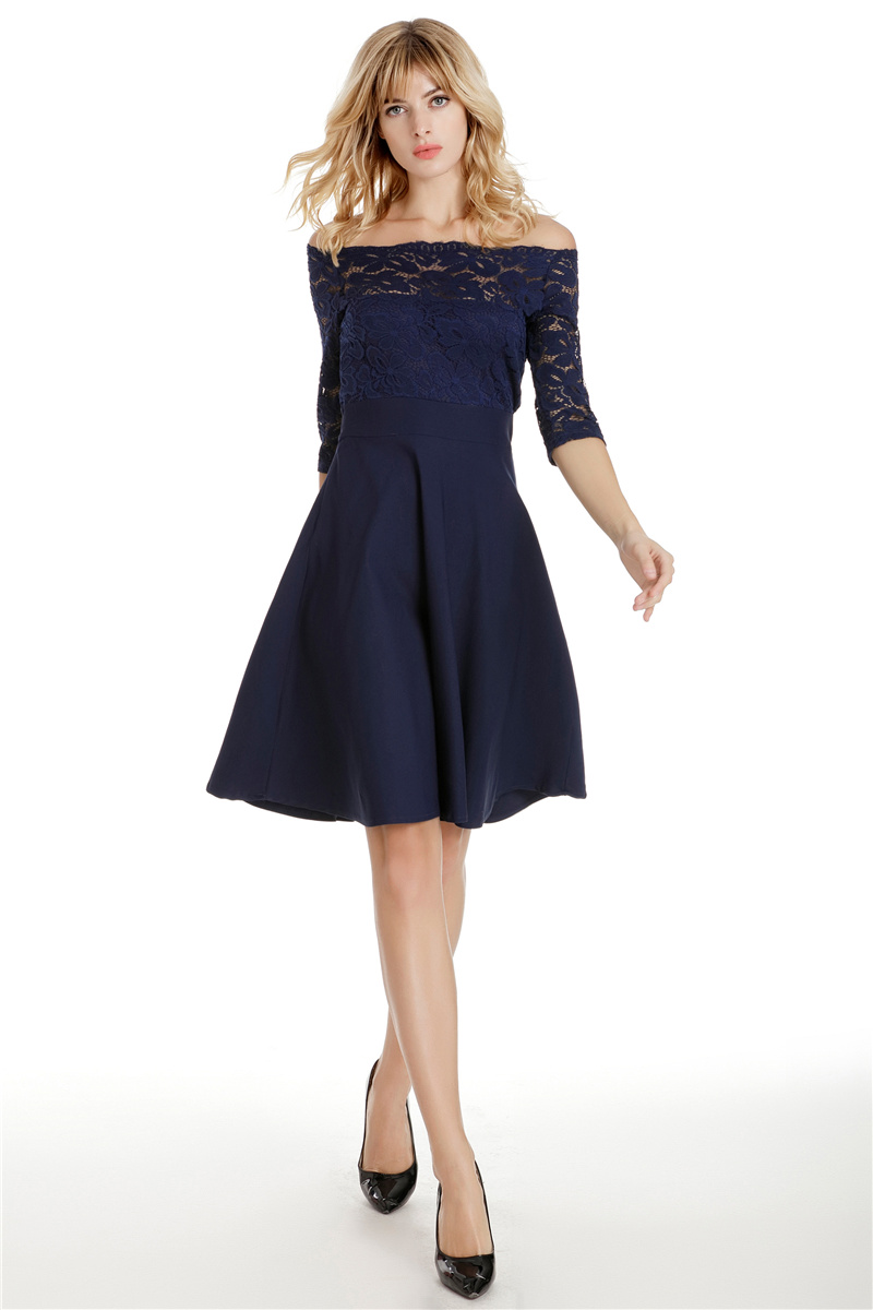 GW2129 Sexy Off Shoulder Dark Blue