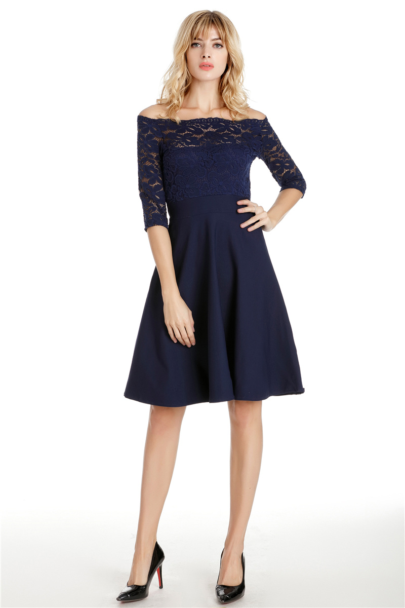 GW2129 Sexy Off Shoulder Dark Blue