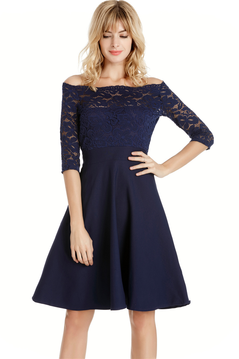 GW2129 Sexy Off Shoulder Dark Blue