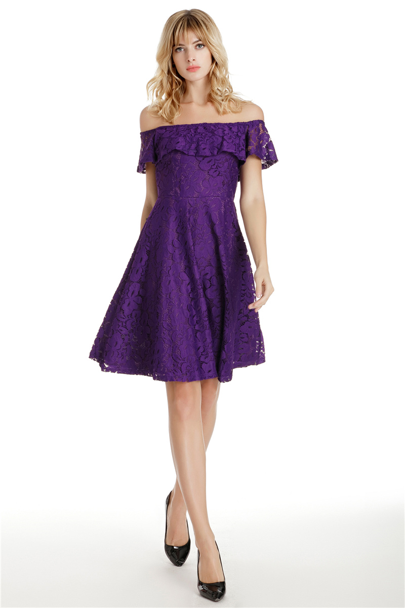 GW2131 Pretty Off Shoulder Dress Purple