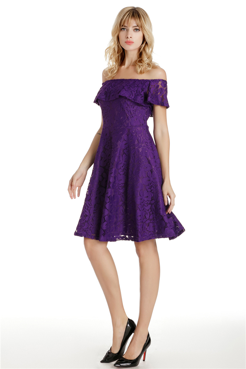 GW2131 Pretty Off Shoulder Dress Purple