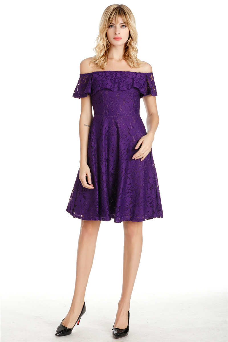 GW2131 Pretty Off Shoulder Dress Purple