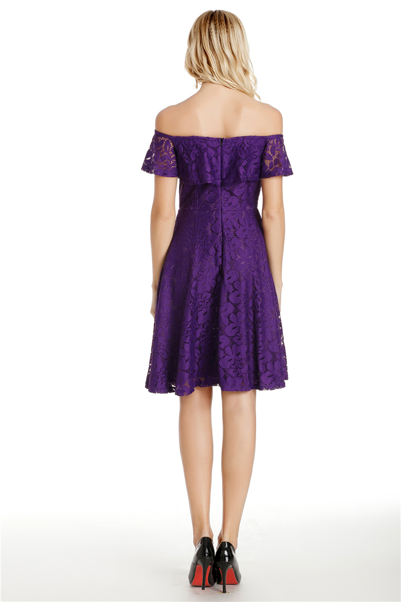 GW2131 Pretty Off Shoulder Dress Purple