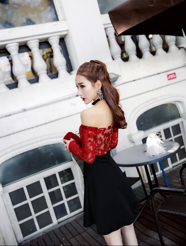 GW2159 Pretty Off Shoulder Dress Red