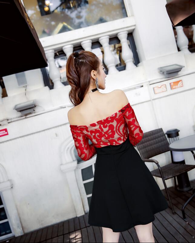 GW2159 Pretty Off Shoulder Dress Red