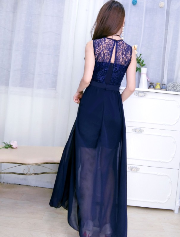 GW2160 Elegant Maxi Dress Blue