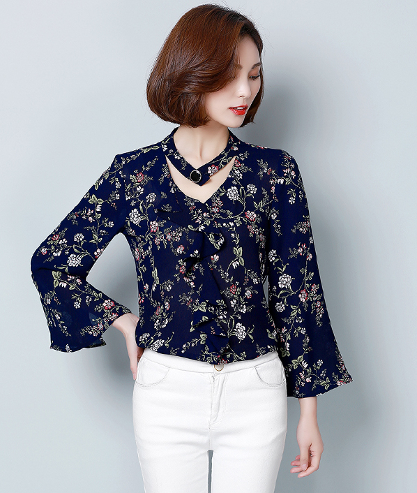 GW2173 Pretty Chiffon Top Blue