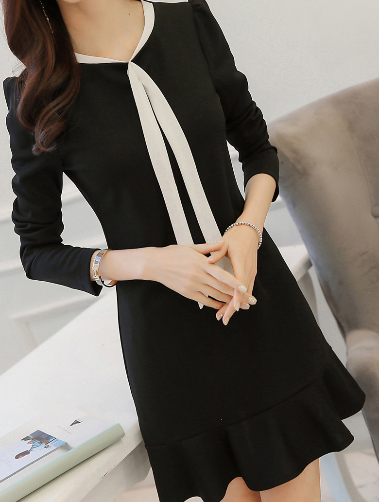 WD3863 Korea OL Dress Black